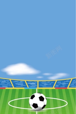 创意足球白色蓝色卡通手绘运动宣传背景矢量图背景