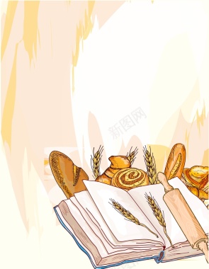 矢量手绘涂鸦美食面食面包面粉背景背景