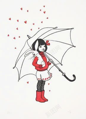 女孩png免抠素材_88icon https://88icon.com 下雨 免抠 免抠素材 免费 免费下载 卡通女孩 小姑娘 心形雨滴 手绘女孩 撑伞的女孩 装饰 躲雨