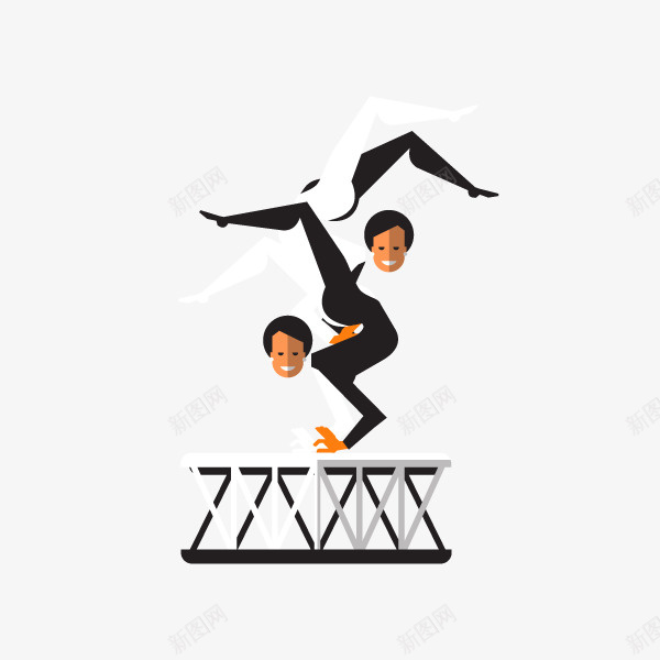 两个女人表演杂技png免抠素材_88icon https://88icon.com 人物 动作 卡通 手绘图 表演 马戏团 高台