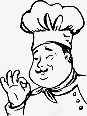厨师厨师素描矢量图图标图标