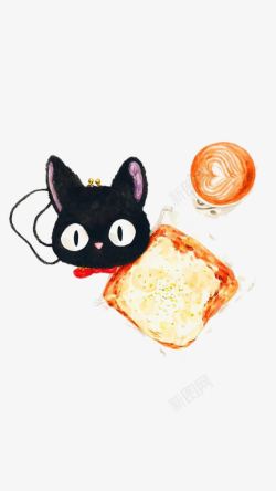 手绘动物与早餐素材