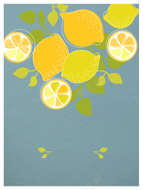 柠檬扁平风格果汁海报背景矢量图背景