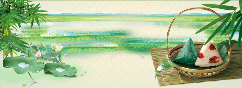端午节粽子中国风绿色淘宝海报背景背景