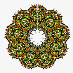 彩色民族风格矢量圆形装饰簇花花纹图案矢量图高清图片