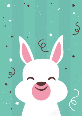 手绘卡通可爱兔子平面广告矢量图背景