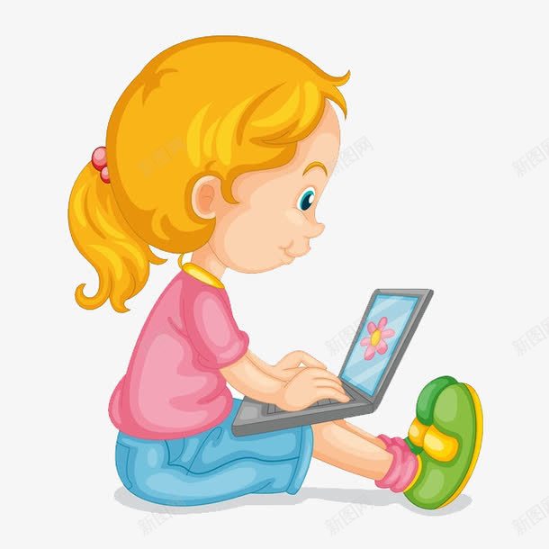 玩电脑的小女孩png免抠素材_88icon https://88icon.com png图形 png装饰 卡通 女人电脑 小女孩 笔记本电脑 装饰