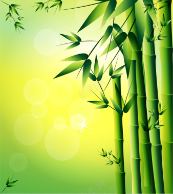 绿色竹林插画背景矢量图背景