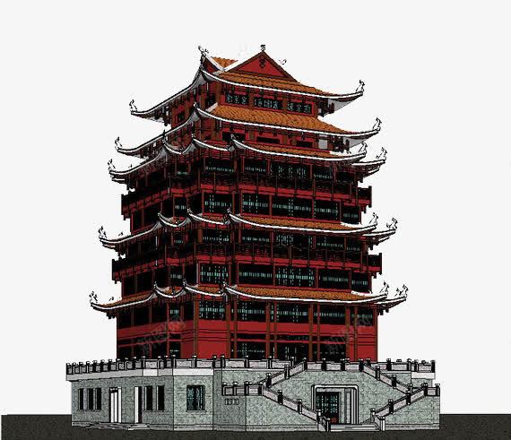 道观建筑png免抠素材_88icon https://88icon.com 中国风 古朴 建筑 彩色 道观