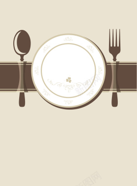 餐饮盘子和刀叉复古背景矢量图背景