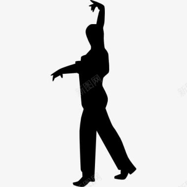 男人跳舞弗拉门戈剪影图标图标