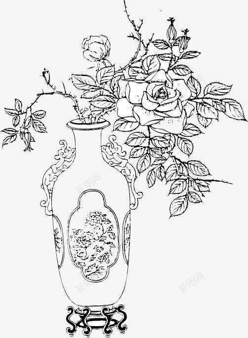 古典纹饰png免抠素材_88icon https://88icon.com 石刻 花卉 花瓶