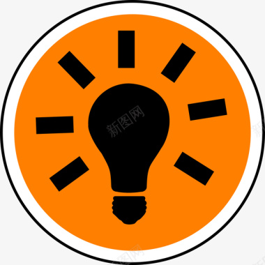 发光效果橙色发光灯泡图标图标