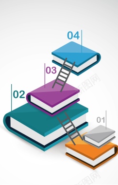 书与书之间的梯子背景矢量图背景