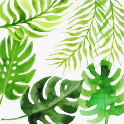 卡通手绘绿色植物背景矢量图素材