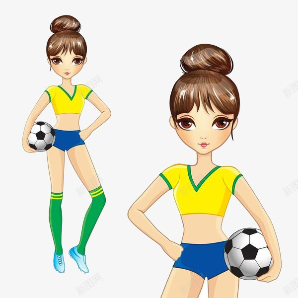 卡通足球美女png免抠素材_88icon https://88icon.com 免扣美女 卡通 抱着足球的美女 站立的美女 足球美女