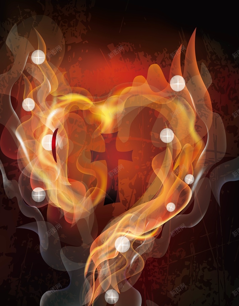 燃烧的爱心中存在的十字架背景矢量图ai设计背景_88icon https://88icon.com AI 十字架 愤怒 海报 火焰 爱心 矢量素材 科幻 背景 高清背景设计图 矢量图