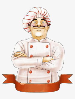 厨师抱鸭子手绘人物插图双手抱胸的厨师高清图片