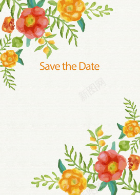 婚礼手绘鲜花装饰海报背景矢量图背景