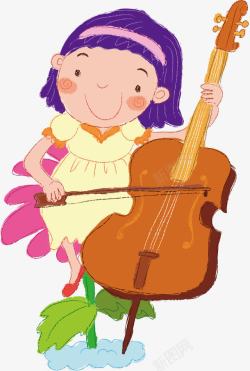 卡通大提琴女孩素材