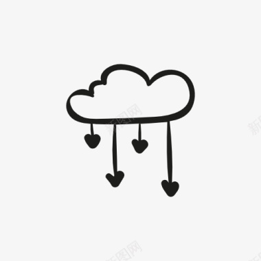 云彩雨心形雨图标图标