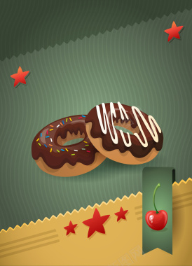 卡通矢量甜甜圈甜品美食宣传海报背景背景