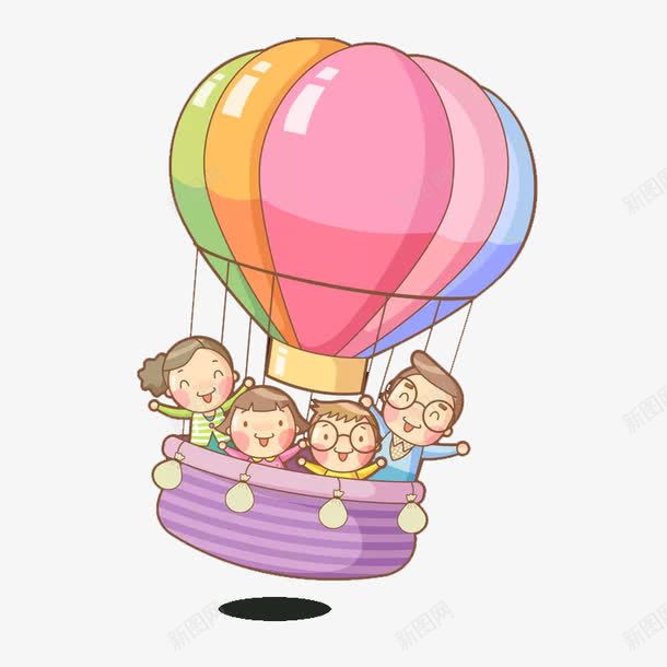 热气球上的一家人png免抠素材_88icon https://88icon.com 一个 一家人 卡通 彩色 手绘 热气球 粉色 蓝色