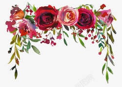 手绘红色花朵边框装饰素材