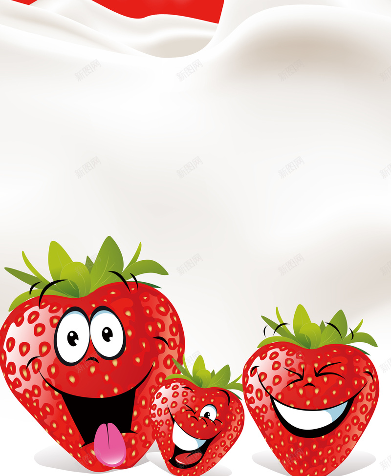 卡通红色草莓笑脸牛奶背景矢量图ai设计背景_88icon https://88icon.com 卡通 海报 牛奶 笑脸 素材 红色 背景 草莓 矢量图