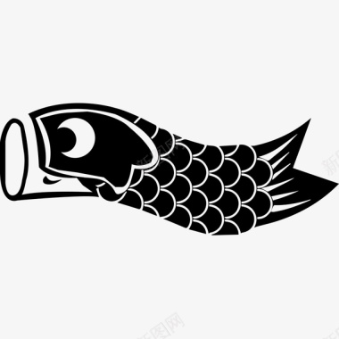 黑色手绘的鱼图标图标