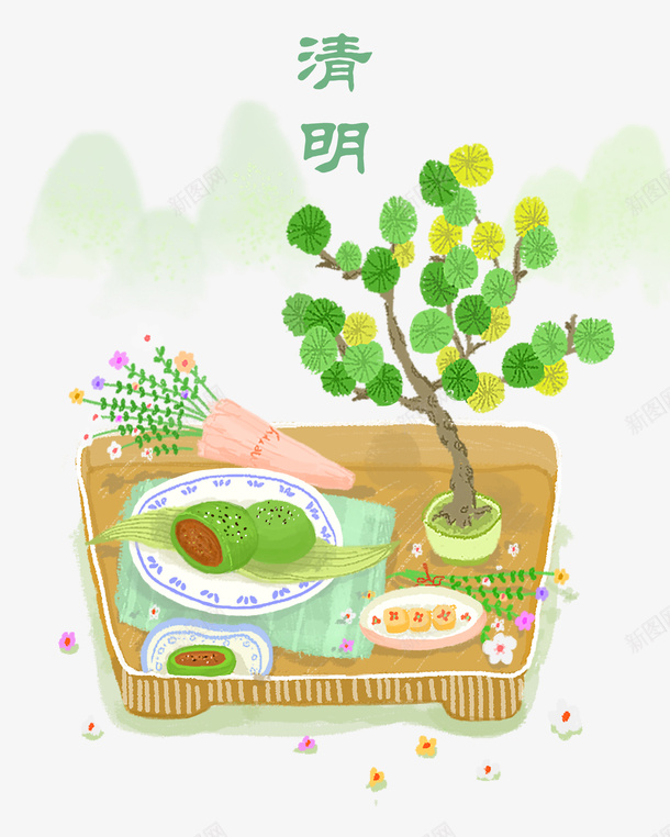 清明二十四节气美食插画png免抠素材_88icon https://88icon.com 手绘 插画 清明 清明二十四节气美食插画 美食