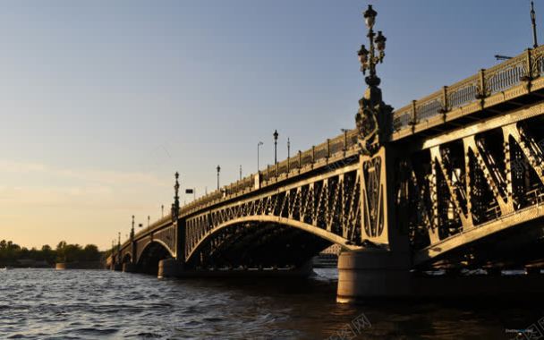 欧式大桥河水海报背景背景