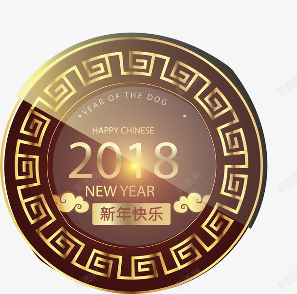 金色古风边框新年快乐矢量图ai免抠素材_88icon https://88icon.com 2018新年 中国风 古风边框 新年快乐 矢量png 金色边框 矢量图