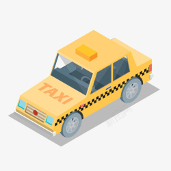 卡通黄色3D出租车图案素材