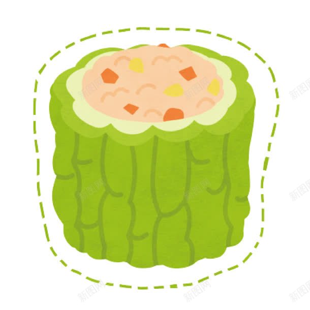 苦瓜包肉png免抠素材_88icon https://88icon.com 绿色 苦瓜 蔬菜 食物