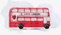 伦敦巴士水彩画素材