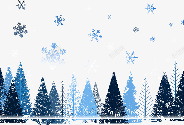 圣诞节蓝色圣诞树png免抠素材_88icon https://88icon.com 冬季圣诞树 圣诞树树林 圣诞节 漂浮雪花 蓝色圣诞树 蓝色雪花