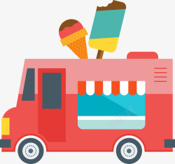 红色冰淇淋食物车子图素材