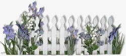 篱笆装饰素材小清新紫色绿植篱笆装饰高清图片