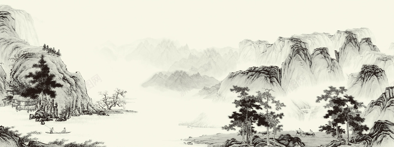 中国风山水甲天下经典水墨黑白背景背景