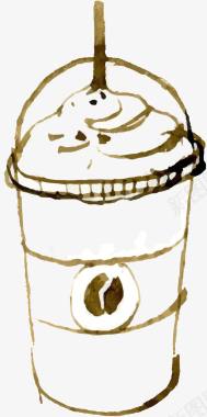 手绘水墨桃花手绘水墨咖啡元素图标图标