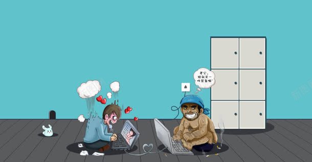 手绘卡通打游戏的小人jpg设计背景_88icon https://88icon.com 卡通 小人 游戏