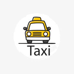 黄色出租车标志出租车标签矢量图素材