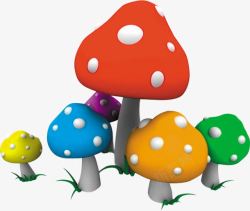 彩色卡通蘑菇素材