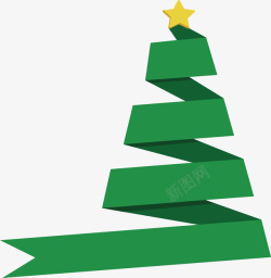 绿色彩带圣诞树矢量图素材