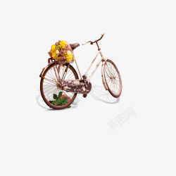 浪漫自行车和花束素材