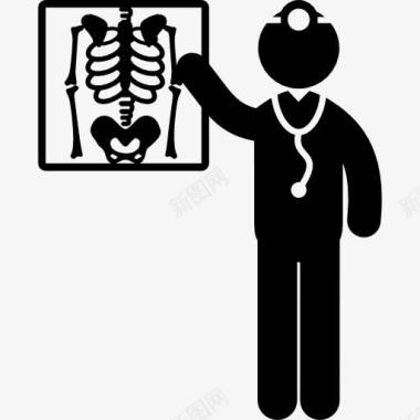 骨X射线医生站在X射线图标图标