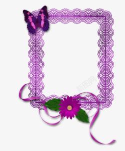 花朵蝴蝶装饰紫色边框素材