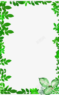 小清新绿叶树板绘边框素材