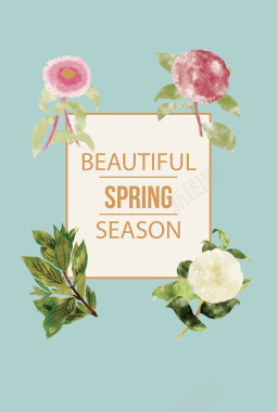 清新春季花卉海报背景矢量图背景
